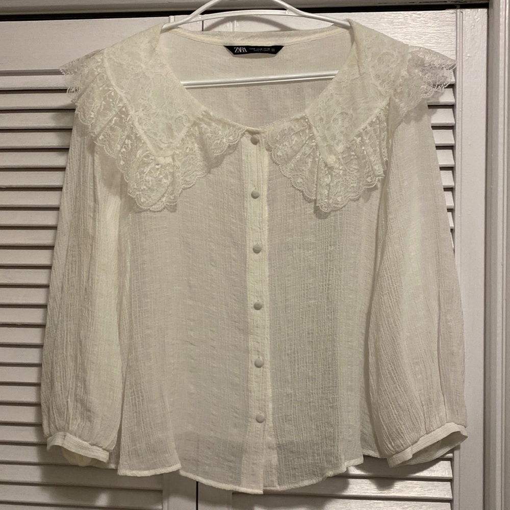 Zara Lace Collared Blouse